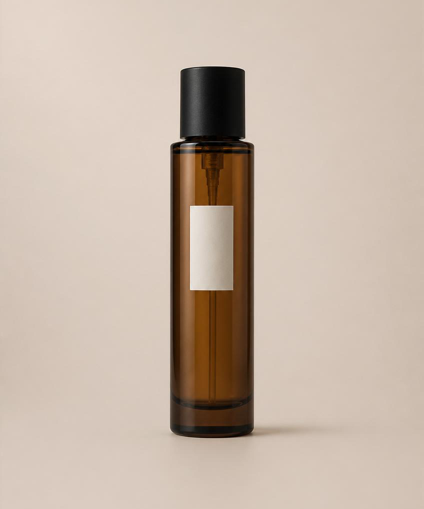 Amber cylindrical mist bottle